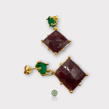 Green Onyx ,Indian Sapphire Earrings