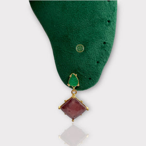 Green Onyx ,Indian Sapphire Earrings