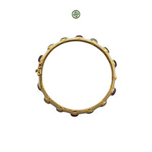 Multicolour Gemstones White Enamel Bangle
