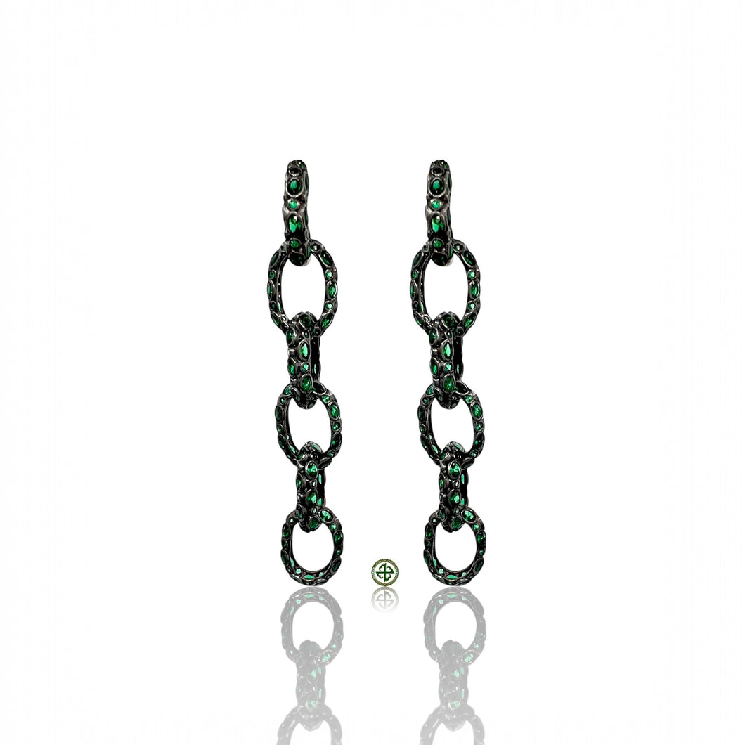 Green Chain Earrings