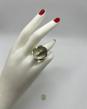 Green Amethyst Enamel Statement Ring