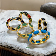 White Enamel Multi-Gemstone Eternity Ring