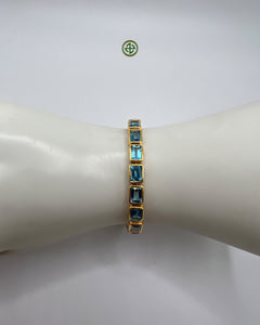 Emerald Cut Blue Topaz Bracelet – Gold Vermeil on Sterling Silver