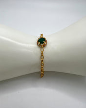 Green Onyx Charm Bracelet – White & Red Enamel on Gold Vermeil