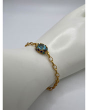 Blue Topaz Charm Bracelet – Turquoise & Purple Enamel on Gold Vermeil