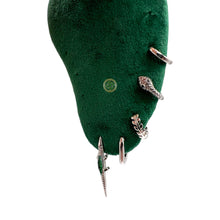 Unique crocodile earrings with green zirconia stones in 18K gold vermeil or sterling silver. Minimalist animal jewelry perfect for everyday wear or gifting.