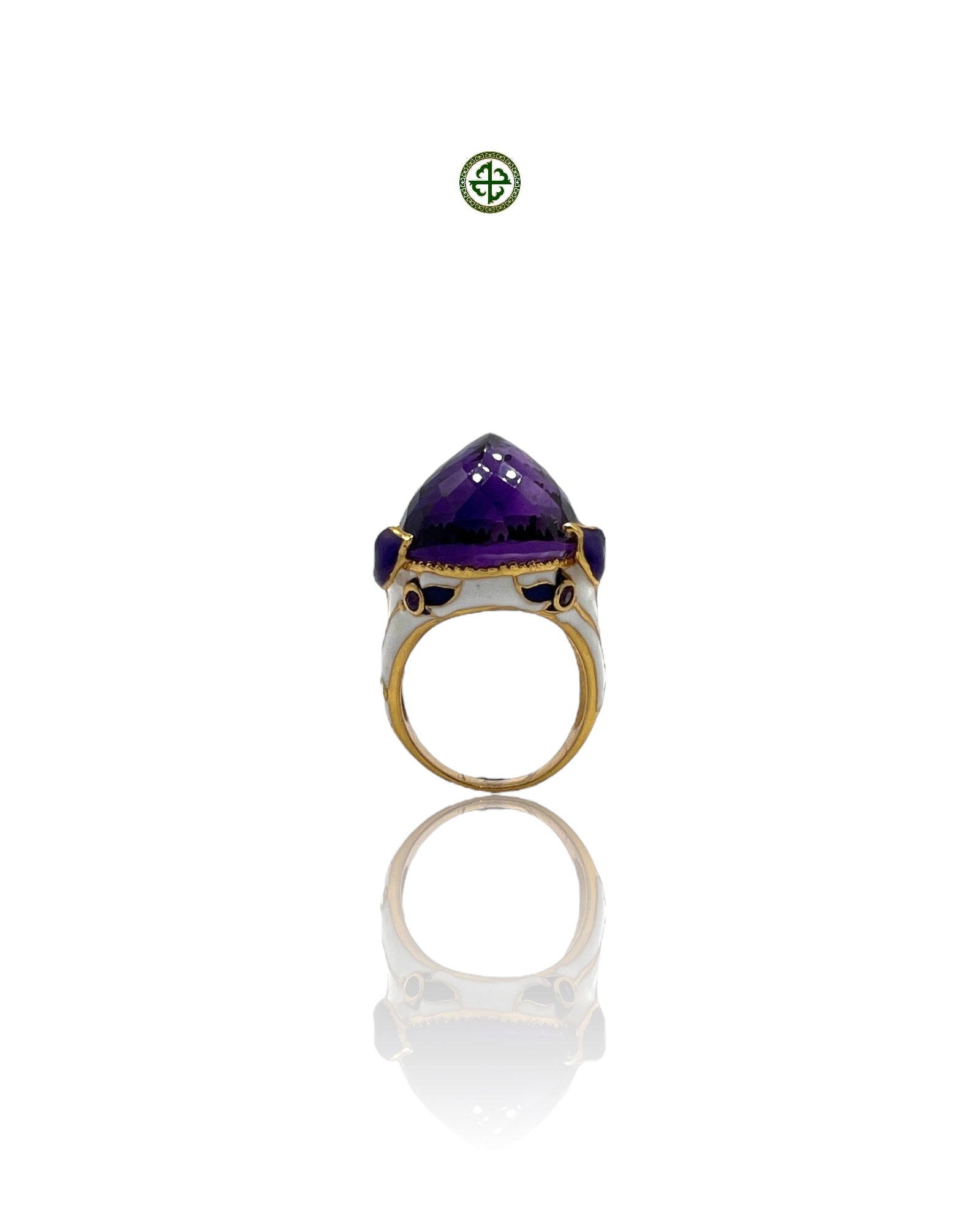 Amethyst Enamel Statement Ring