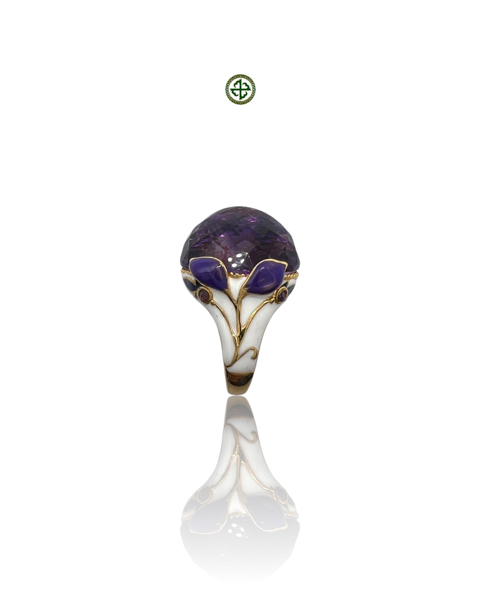 Amethyst Enamel Statement Ring