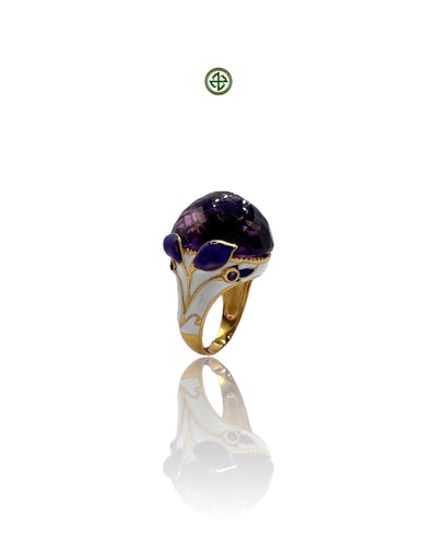 Amethyst Enamel Statement Ring