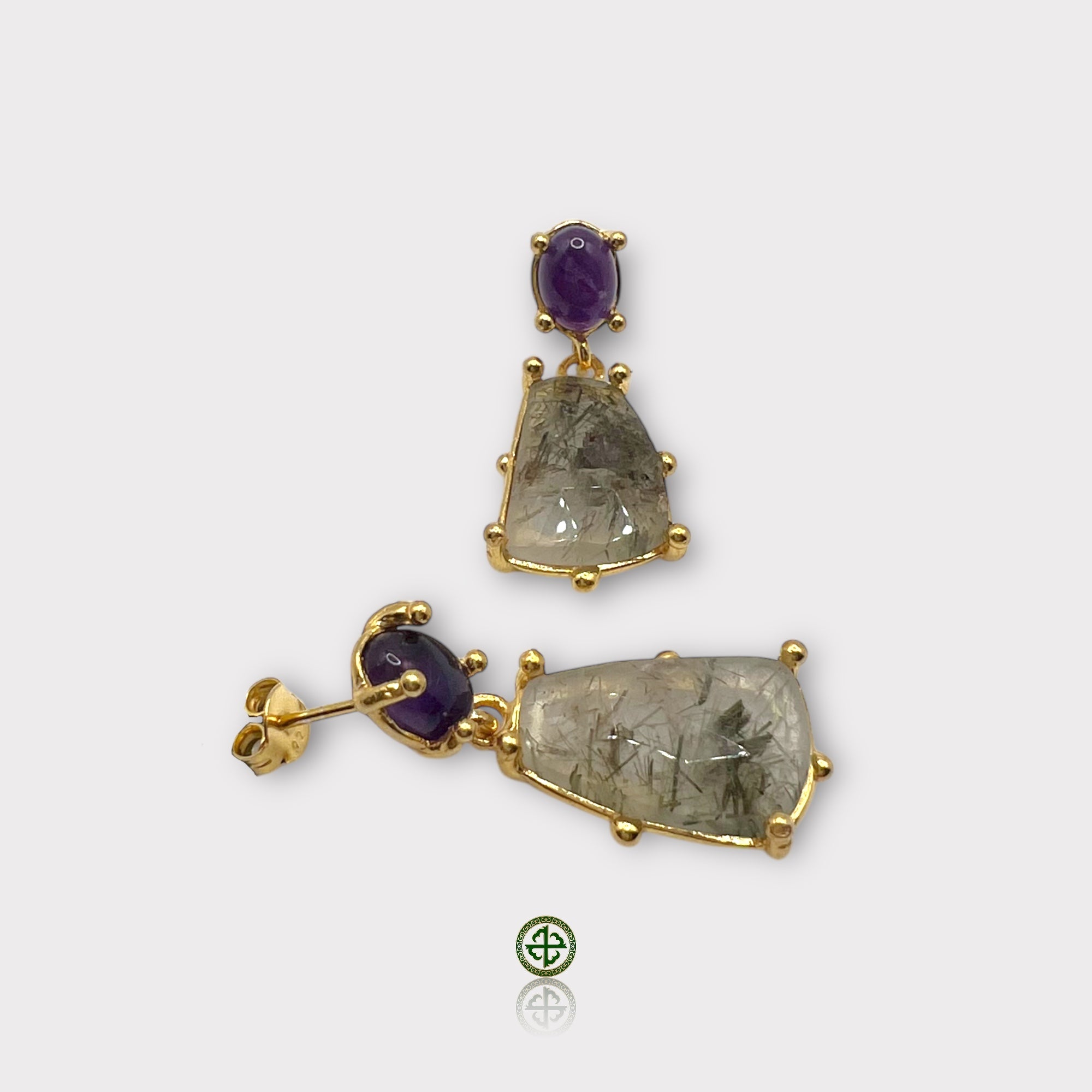 Amethyst Rutile Quarts Earrings