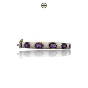 Amethyst & White Enamel Gold Vermeil Bracelet