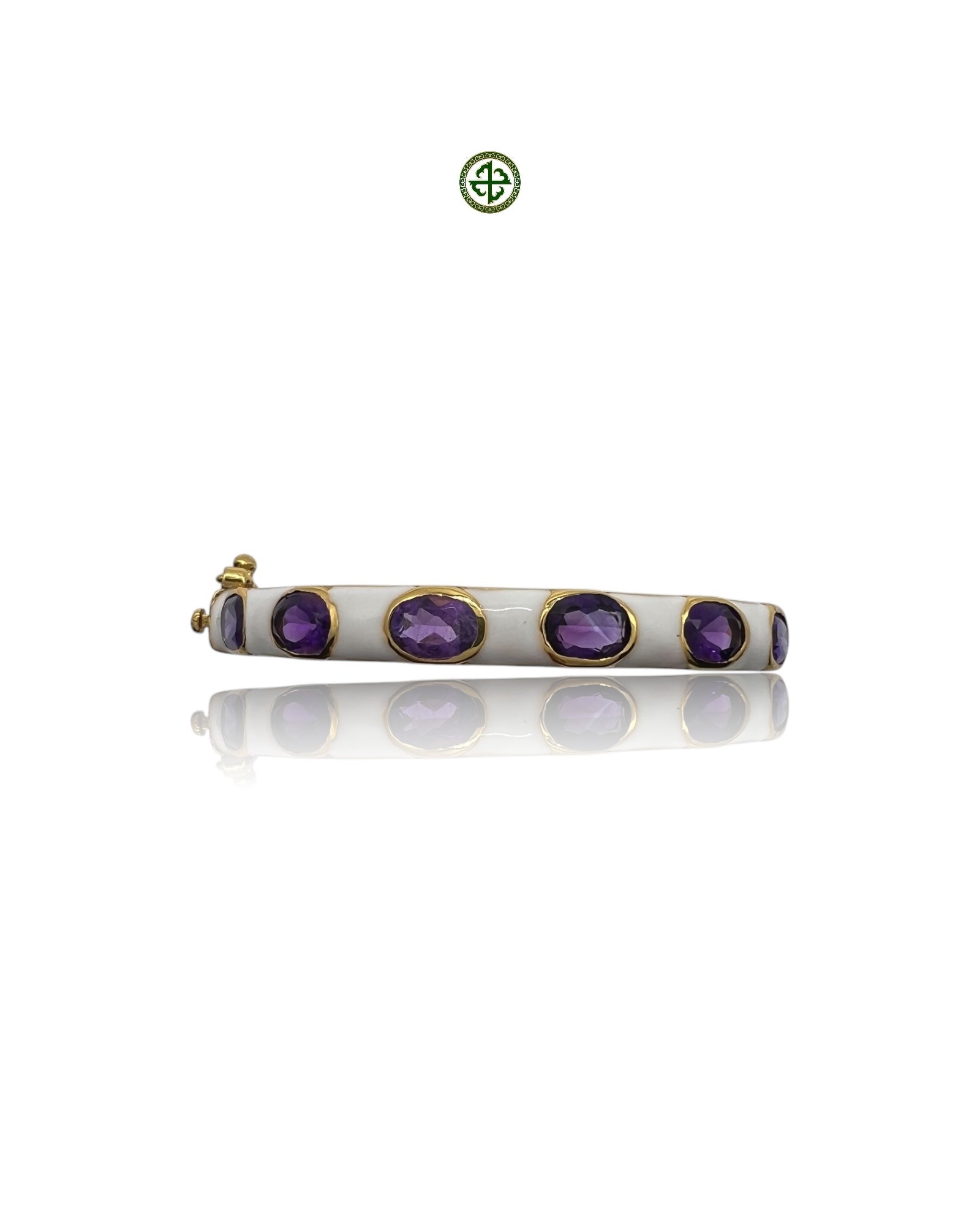 Amethyst & White Enamel Gold Vermeil Bracelet