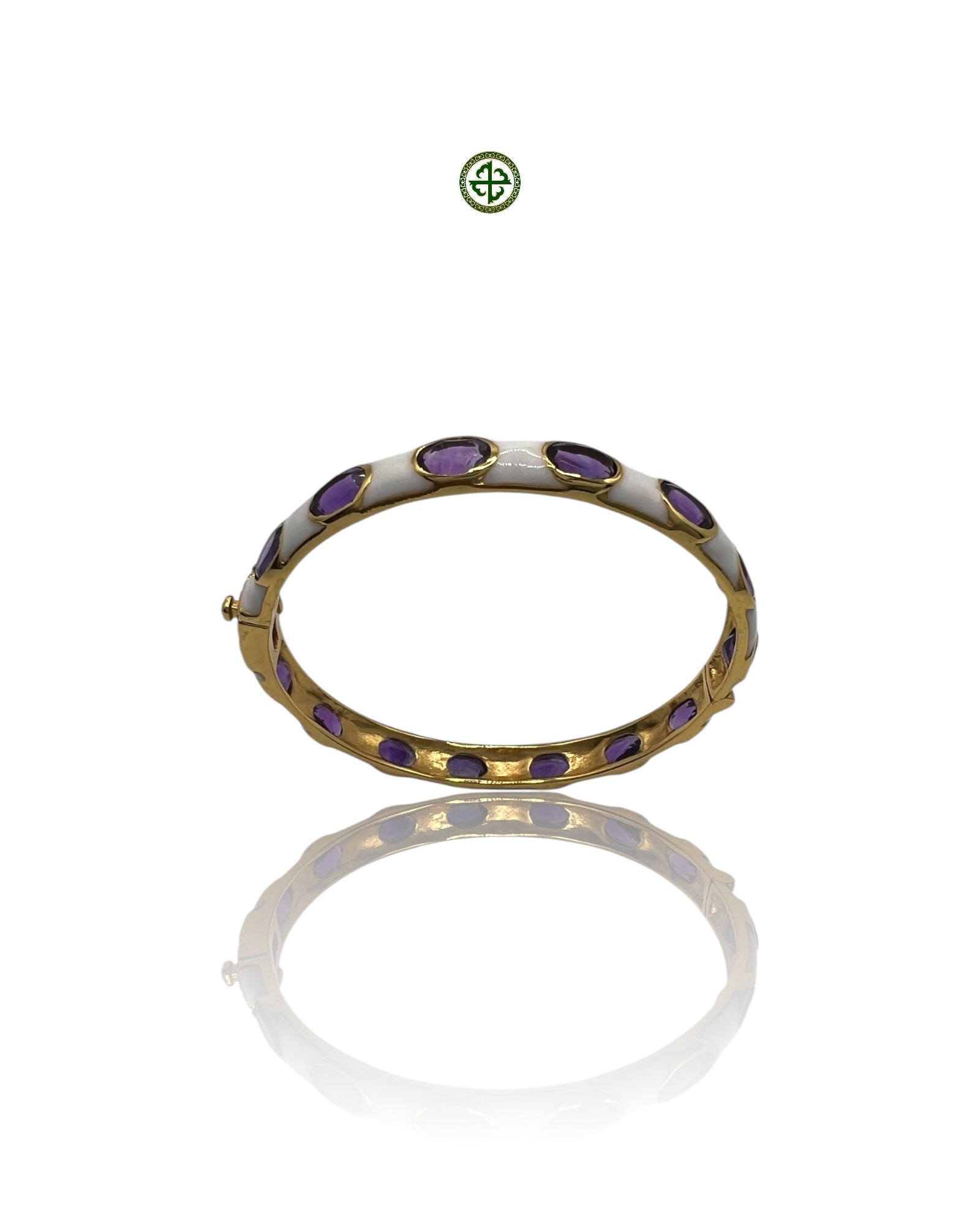 Amethyst & White Enamel Gold Vermeil Bracelet