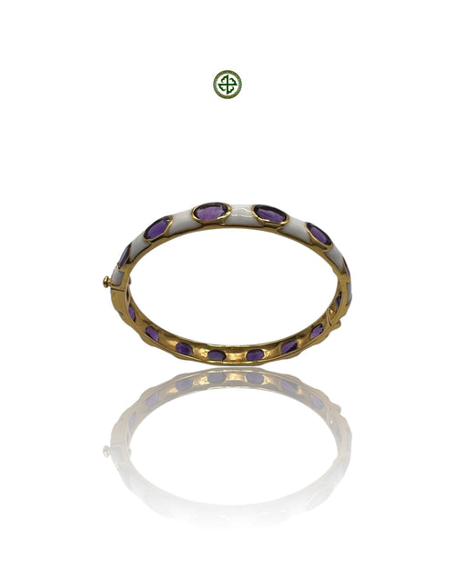 Amethyst & White Enamel Gold Vermeil Bracelet