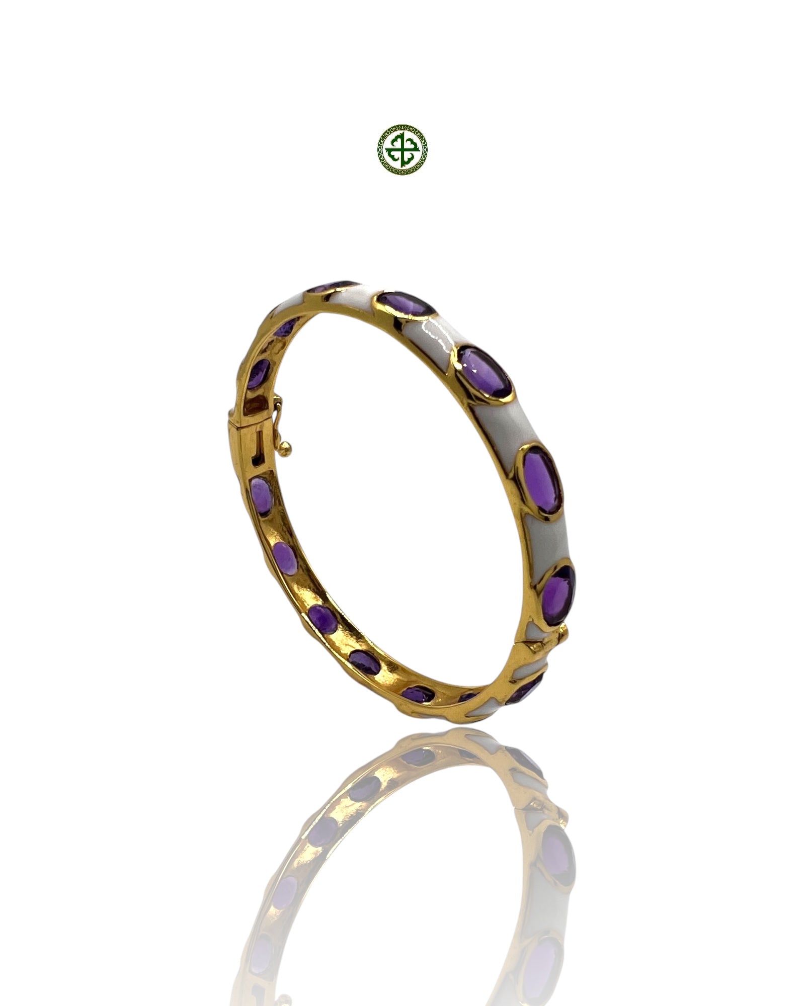 Amethyst & White Enamel Gold Vermeil Bracelet