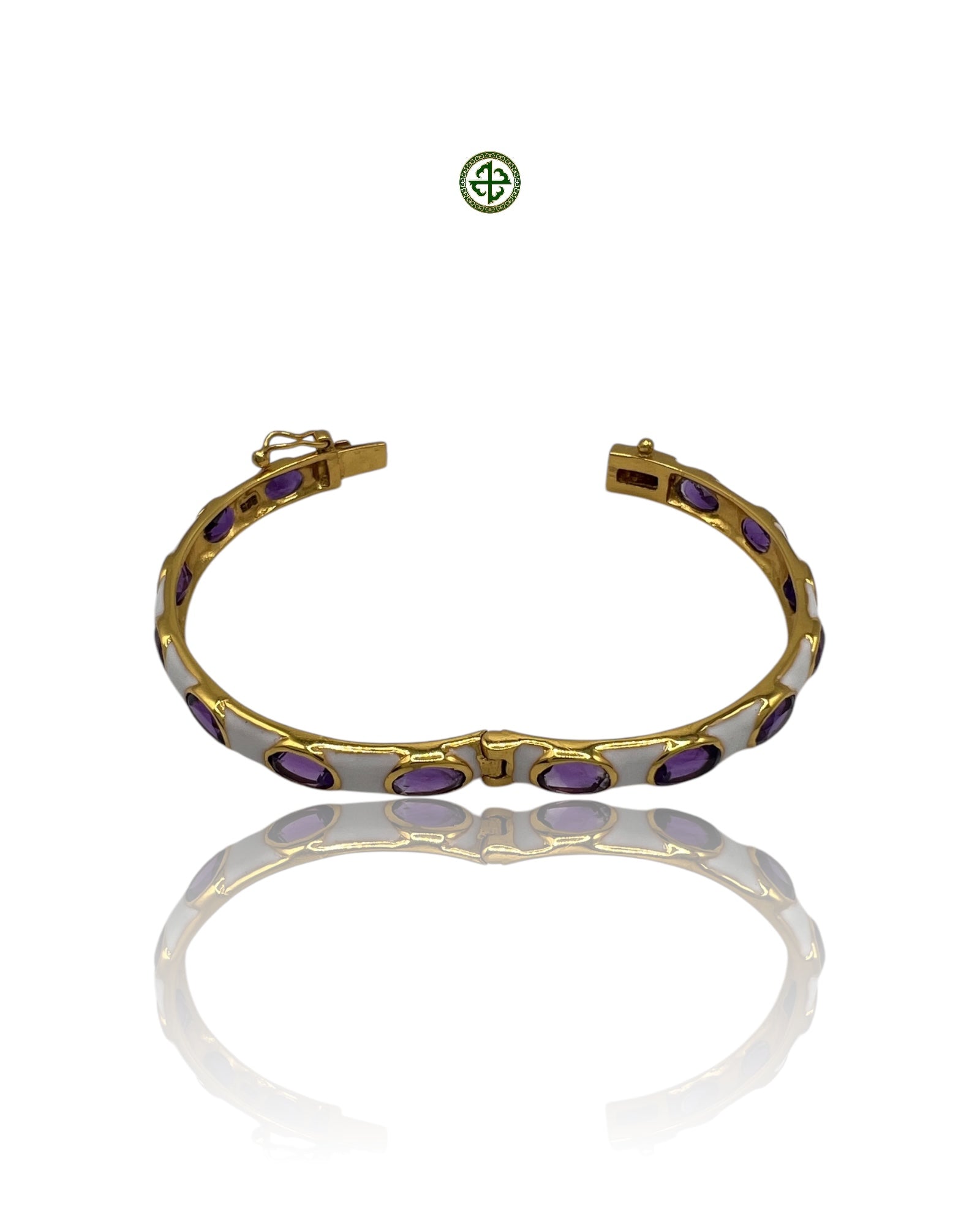 Amethyst & White Enamel Gold Vermeil Bracelet