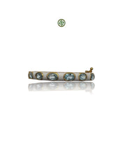Aqua Marine Gemstones White Enamel Bangle