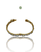 Aqua Marine Gemstones White Enamel Bangle