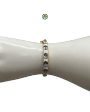 Aqua Marine Gemstones White Enamel Bangle