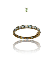 Aqua Marine Gemstones White Enamel Bangle