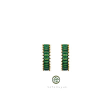 Baguette Gemstone Huggie Earrings