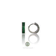 Baguette Gemstone Huggie Earrings