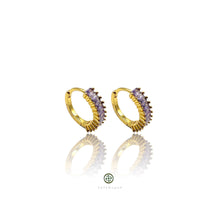 Baguette Gemstone Huggie Earrings