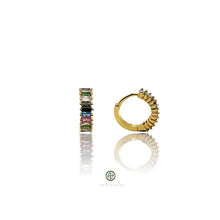 Baguette Multi-Colour Huggie Earrings