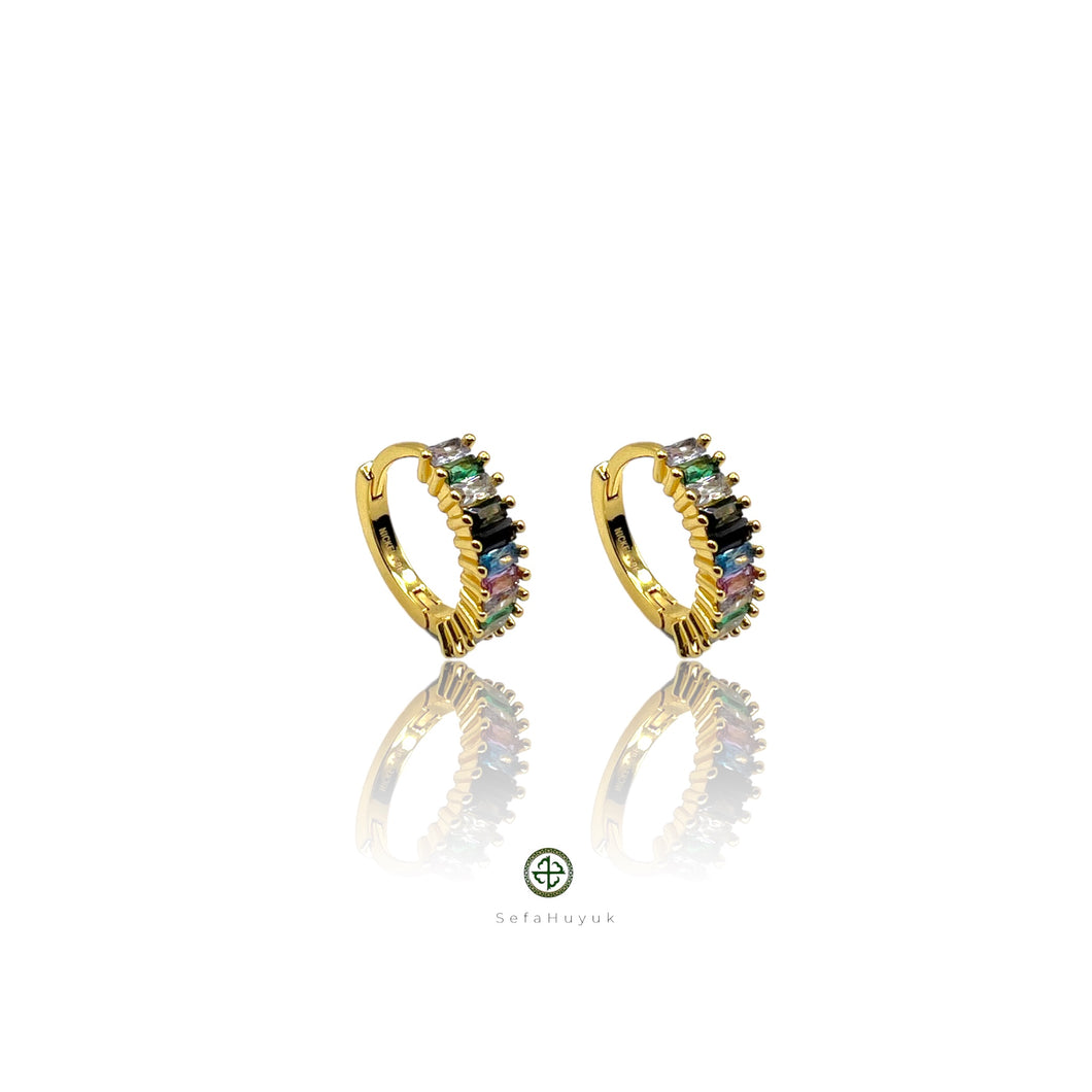 Baguette Multi-Colour Huggie Earrings