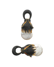 Natural Baroque Pearl Black Pavé Wild Cat Earrings