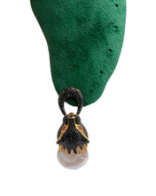 Natural Baroque Pearl Black Pavé Wild Cat Earrings