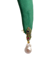 Baroque Pearl Emerald Green Pavé Drop Earrings
