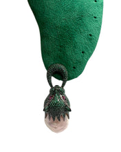 Natural Baroque Pearl Emerald Green Pavé Wild Cat Earrings