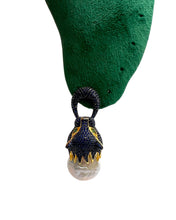 Natural Baroque Pearl Sapphire Blue Pavé Wild Cat Earrings