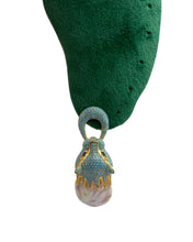 Natural Baroque Pearl Turquoise Pavé Wild Cat Earrings