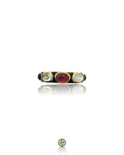 Black Enamel Multi-Gemstone Eternity Ring