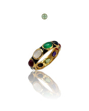 Black Enamel Multi-Gemstone Eternity Ring