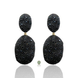 Black Onyx Pavé Double Oval Drop Earrings