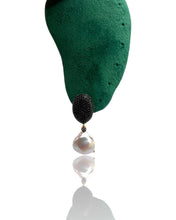Black Pavé Baroque Pearl Drop Earrings
