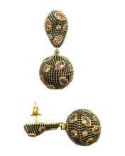 Black Pavé Citrine Drop Earrings