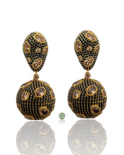Black Pavé Citrine Drop Earrings