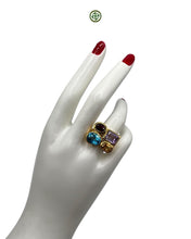 Blue Topaz Amethyst Citrine Garnet Ring