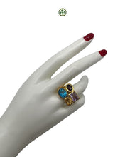 Blue Topaz Amethyst Citrine Garnet Ring