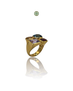 Blue Topaz Amethyst Citrine Garnet Ring