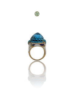 Blue Topaz Enamel Statement Ring