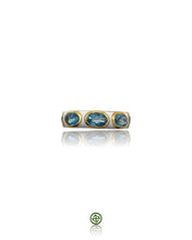 Blue Topaz White Enamel Eternity Ring