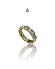 Blue Topaz White Enamel Eternity Ring