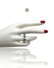 Blue Topaz White Enamel Eternity Ring