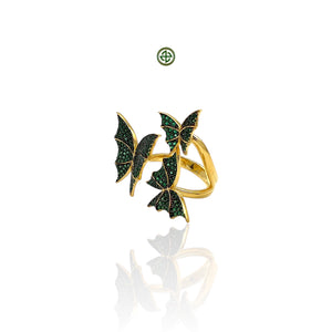Butterfly Emerald Green Pave Ring