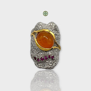 Carnelian Natural Stone Silver Ring